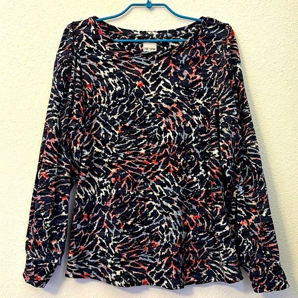NIC+ZOE puff long sleeve Glowing Sunset 2023 print rayon pullover top size S - Picture 5 of 12